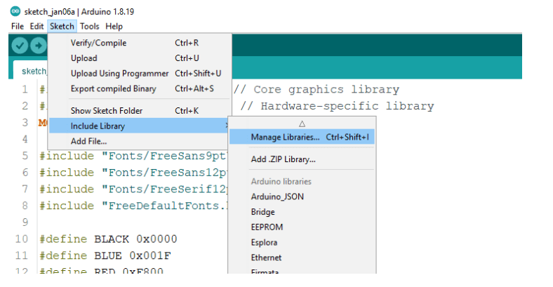 باز کردن نرم افزار آردوینو برای نصب کتابخانه