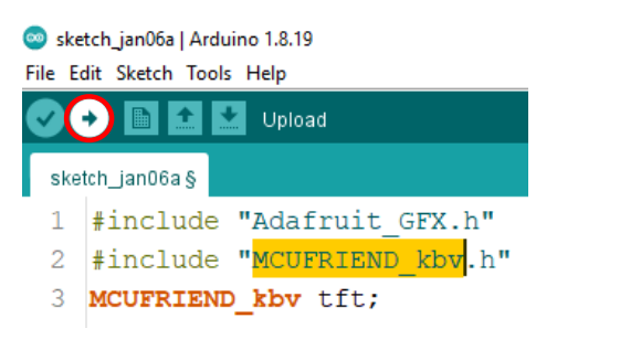 آپلود کد آردوینو برای اجرای پروژه