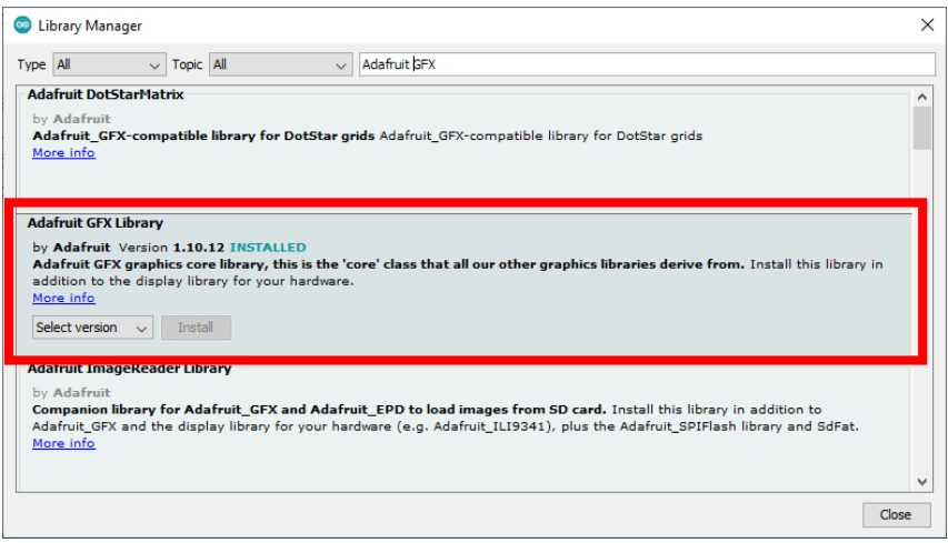 نصب کتابخانه GFX_Adafruit در آردوینو